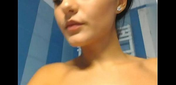  Great Busty Amateur Teen Brunette Bathroom Webcam Show